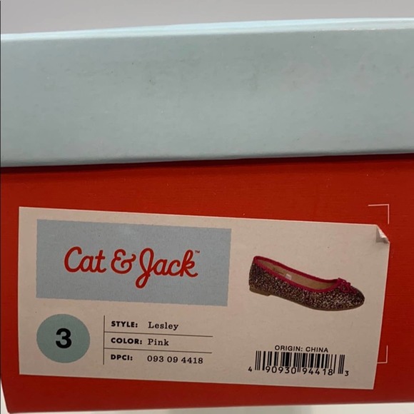 CAT & JACK LESLEY GLITTER BALLET FLATS SIZE 3 - Picture 10 of 10